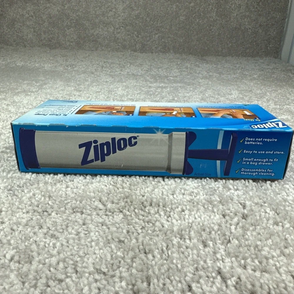 Ziploc Vacuum‎ Starter Kit 1 Freezer Quart Size Pump & 3 Bags New Sealed Retired